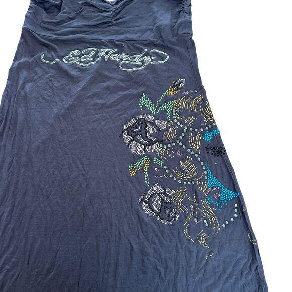 Ed Hardy Gray Beaded Halter Maxi Dress Sz M - Picture 4 of 7